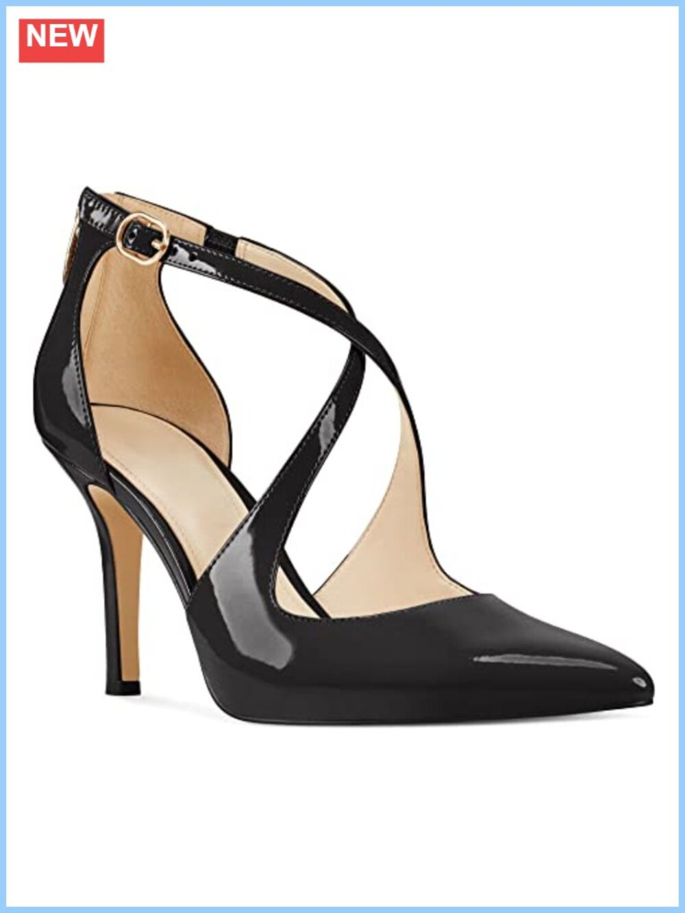 Minshluu Womens Pointed Toe Stiletto Pumps Crossed Strap D'Orsay Heels